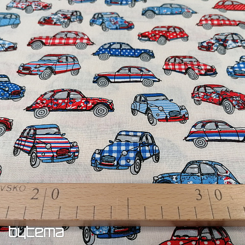 Tissu en coton CARS rouge-bleu