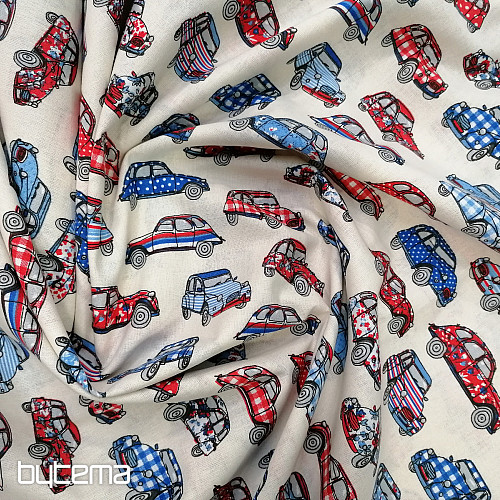Tissu en coton CARS rouge-bleu