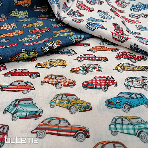 Tissu en coton CARS rouge-bleu