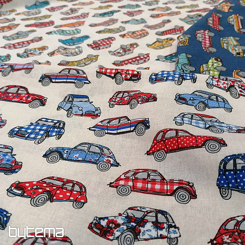 Tissu en coton CARS rouge-bleu