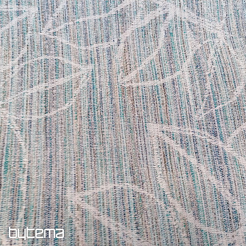 Tissu déco FLORENTI feuilles bleu