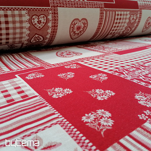 Tissu décoratif COEUR fleur II combinaison jacquard