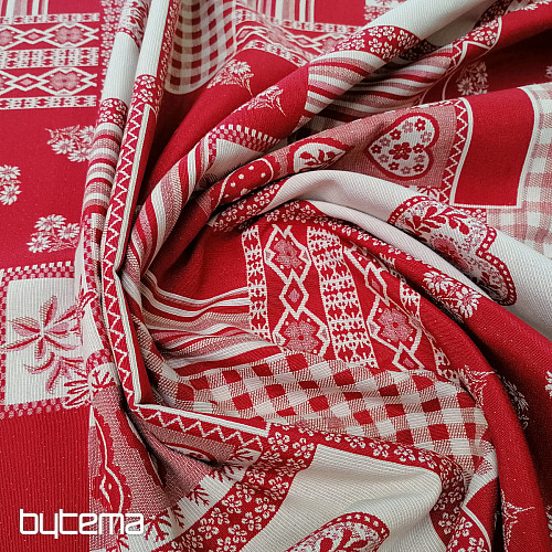 Tissu décoratif COEUR fleur II combinaison jacquard