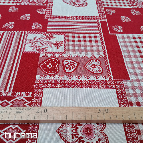 Tissu décoratif COEUR fleur II combinaison jacquard