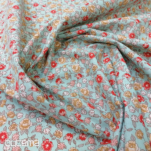 Tissu coton SARINA fleurs bleu