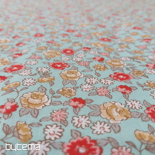 Tissu coton SARINA fleurs bleu