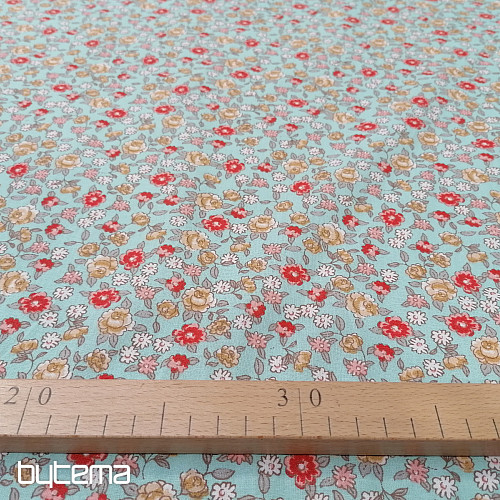 Tissu coton SARINA fleurs bleu