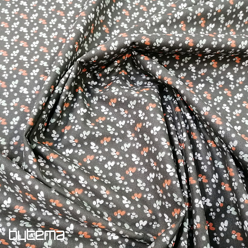 Tissu coton FLEURS FILOMENA noir