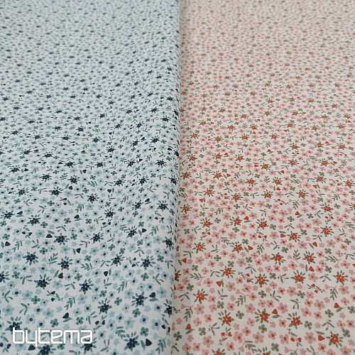 Tissu coton TOMETA fleur bleu