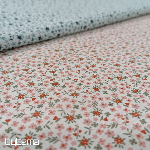 Tissu coton TOMETA fleur rose