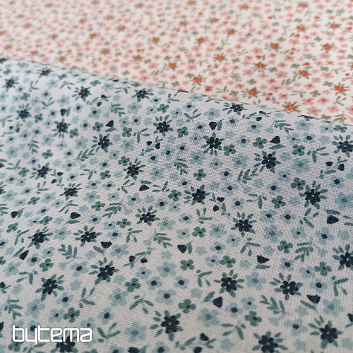 Tissu coton TOMETA fleur bleu