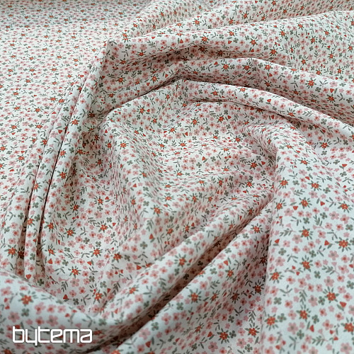 Tissu coton TOMETA fleur rose