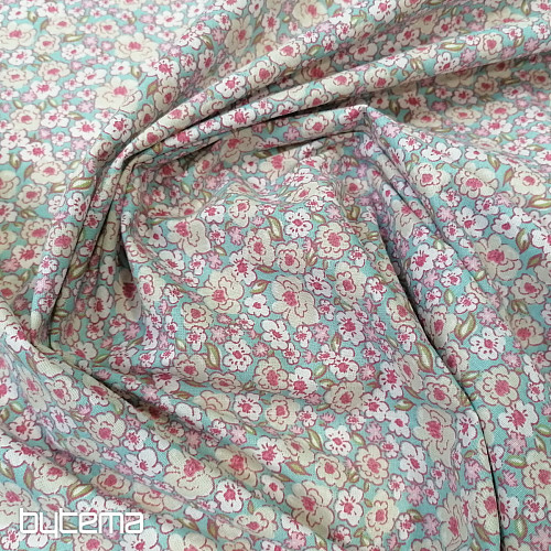 Tissu coton KALMIA rose-bleu