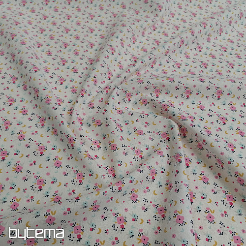 Tissu coton FLEDI fleur rose