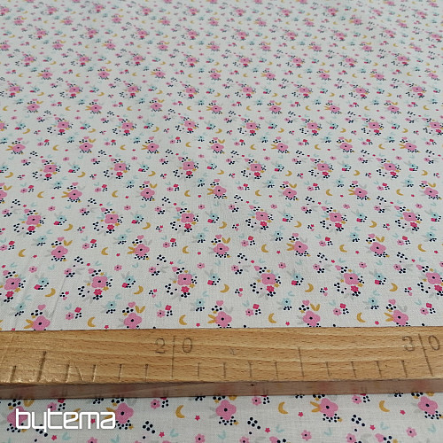 Tissu coton FLEDI fleur rose