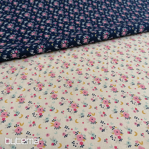 Tissu coton FLEDI fleur rose