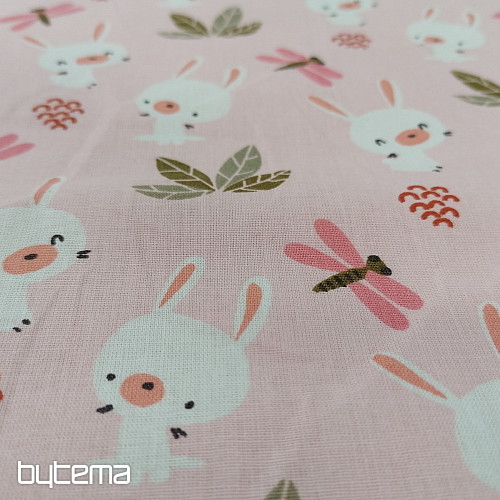 Tissu coton BUNNY rose