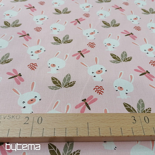 Tissu coton BUNNY rose