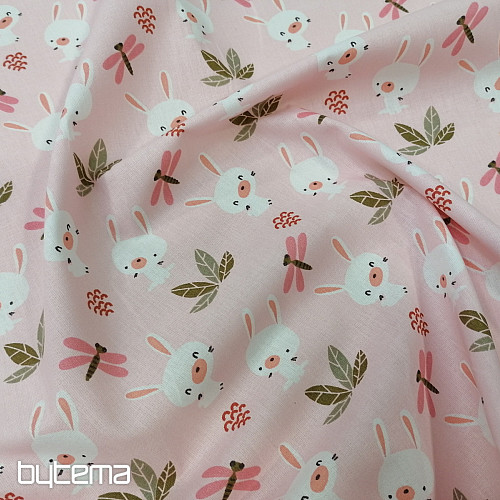 Tissu coton BUNNY rose
