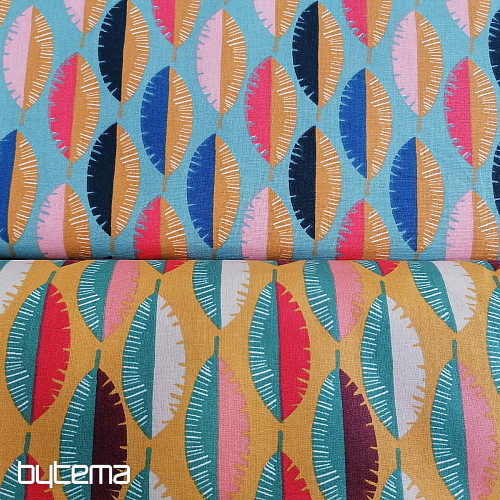 Tissu coton FEATHER moutarde