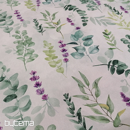 Tissu déco FEUILLES vert
