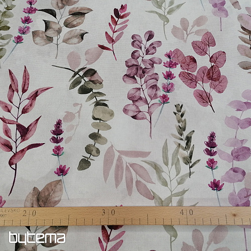 Tissu déco FEUILLES lilas