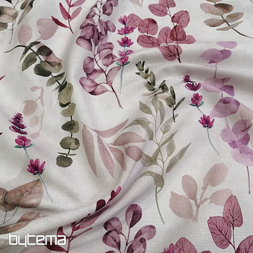 Tissu déco FEUILLES lilas