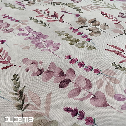 Tissu déco FEUILLES lilas