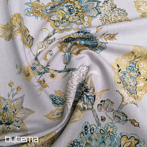Tissu déco FLEURS bleu