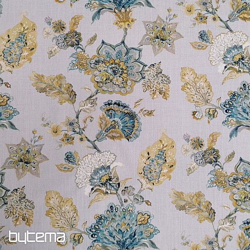 Tissu déco FLEURS bleu