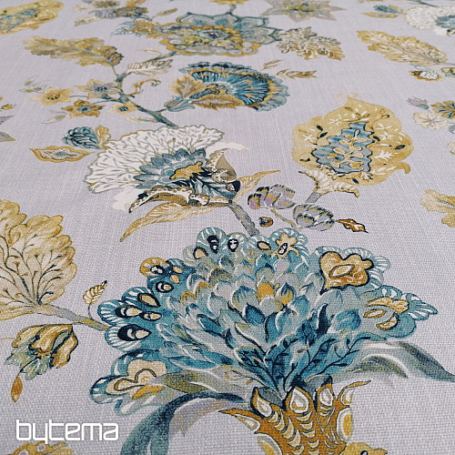Tissu déco FLEURS bleu
