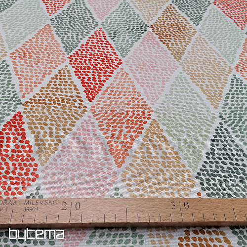 Tissu déco losange rouge-vert