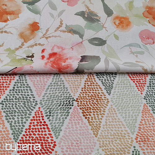 Tissu déco losange rouge-vert