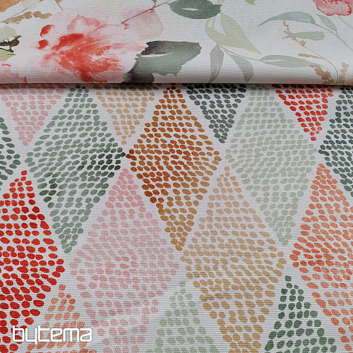 Tissu déco losange rouge-vert