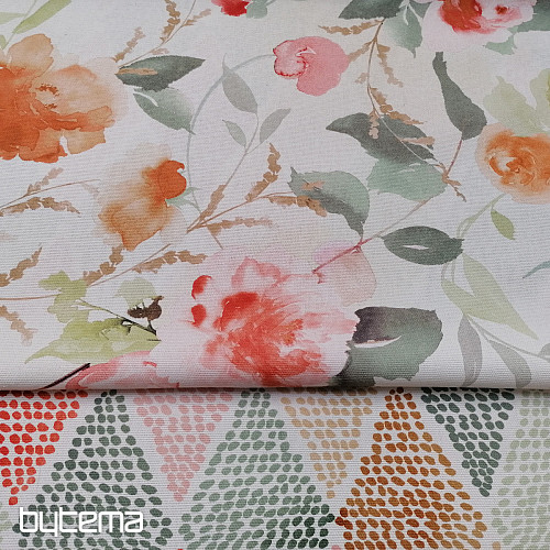 Tissu déco FLEURS orange