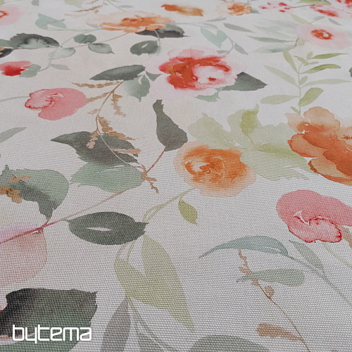 Tissu déco FLEURS orange