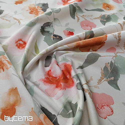 Tissu déco FLEURS orange