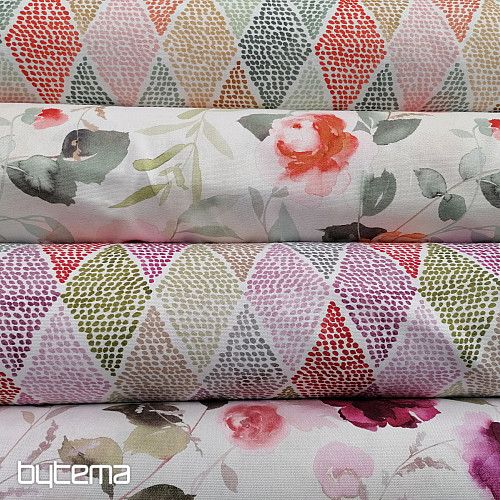 Tissu déco RHOMBODE rose-vert