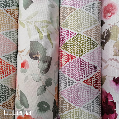 Tissu déco RHOMBODE rose-vert