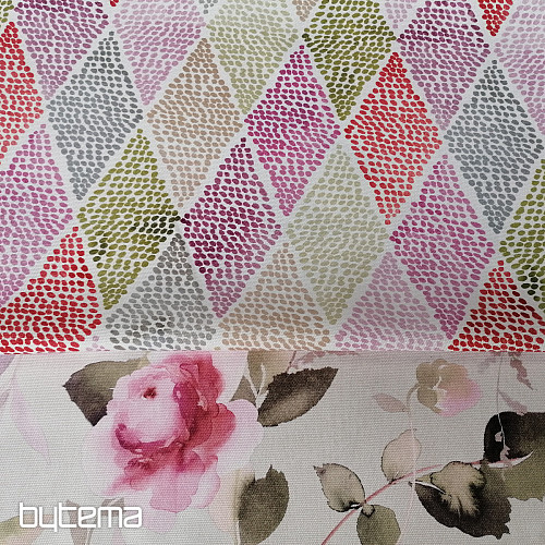 Tissu déco RHOMBODE rose-vert