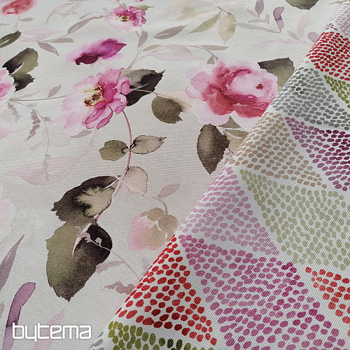 Tissu déco RHOMBODE rose-vert