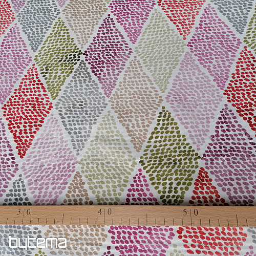 Tissu déco RHOMBODE rose-vert