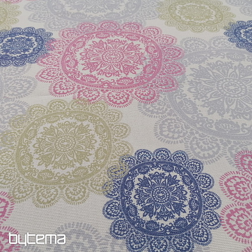 Tissu déco MANDALA rose-gris