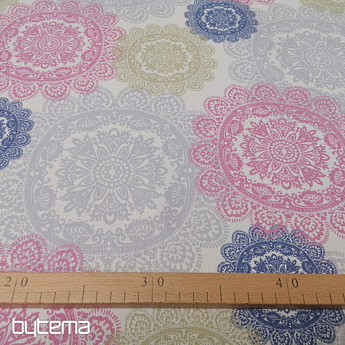 Tissu déco MANDALA rose-gris