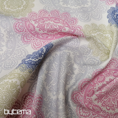 Tissu déco MANDALA rose-gris
