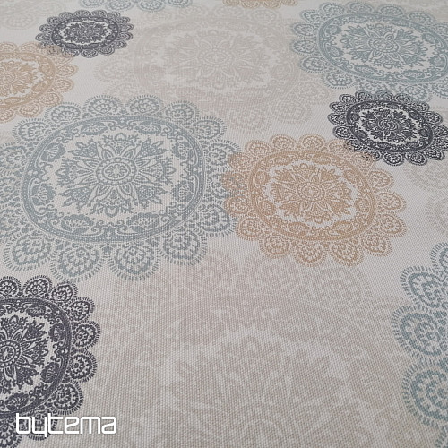Tissu déco MANDALA gris-beige
