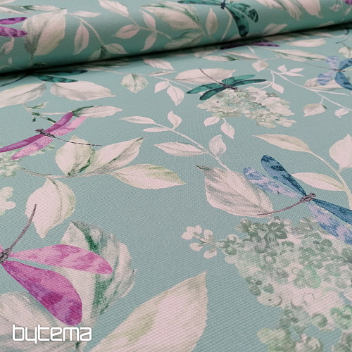 Tissu décoratif ROSETO DRAGONFLY turquoise