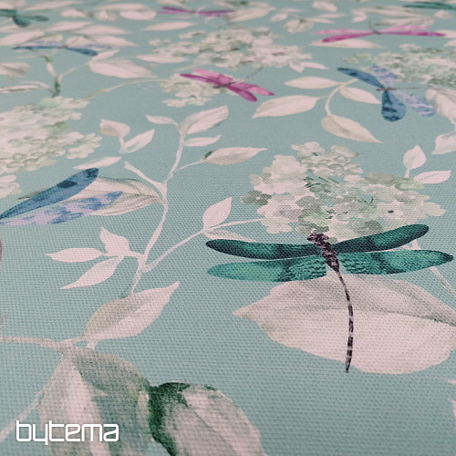 Tissu décoratif ROSETO DRAGONFLY turquoise
