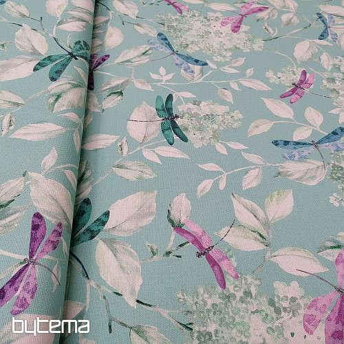 Tissu décoratif ROSETO DRAGONFLY turquoise