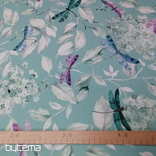 Tissu décoratif ROSETO DRAGONFLY turquoise